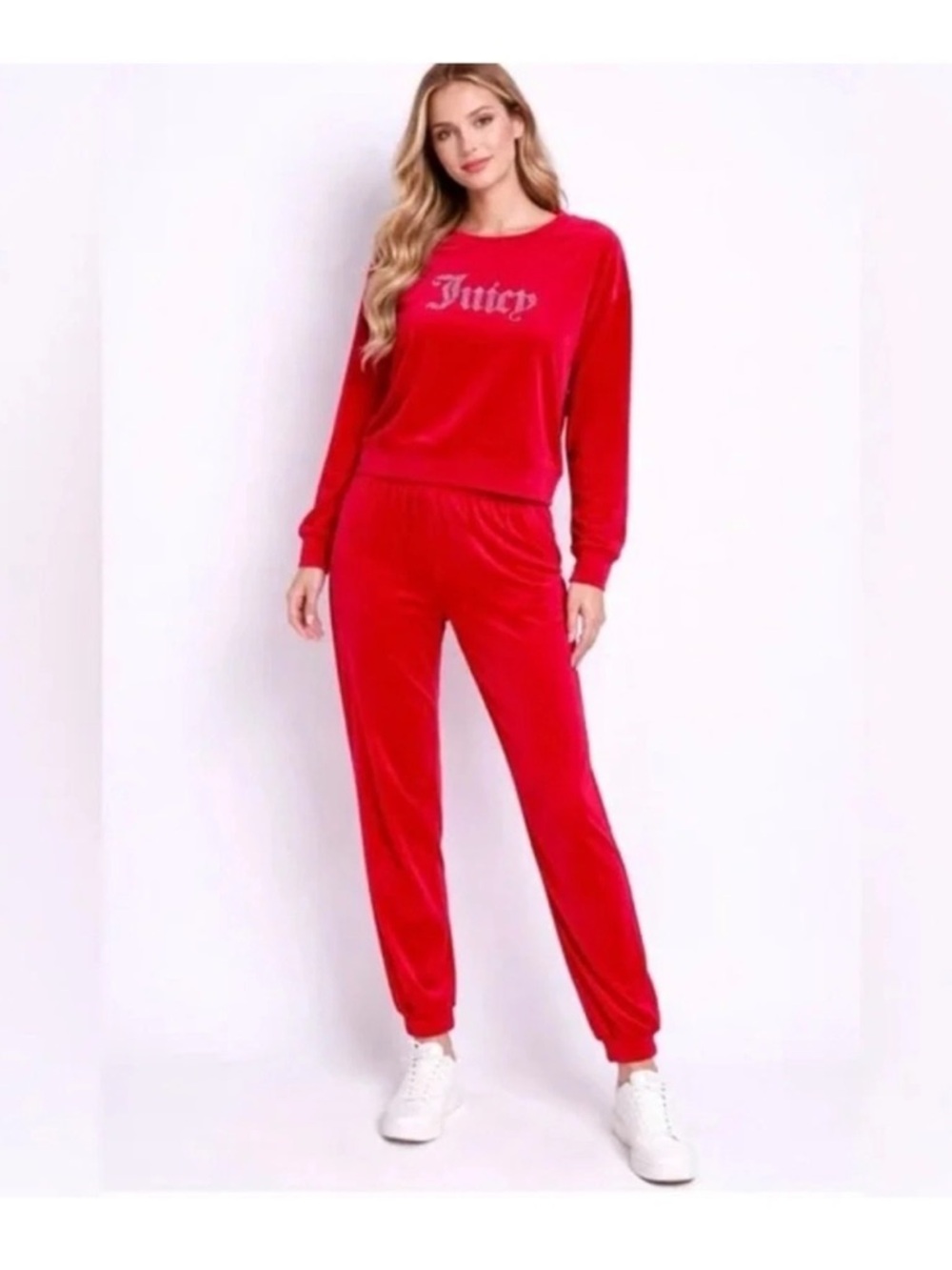 { juicy couture } coco Red Velour Two-Piece Lounge Set